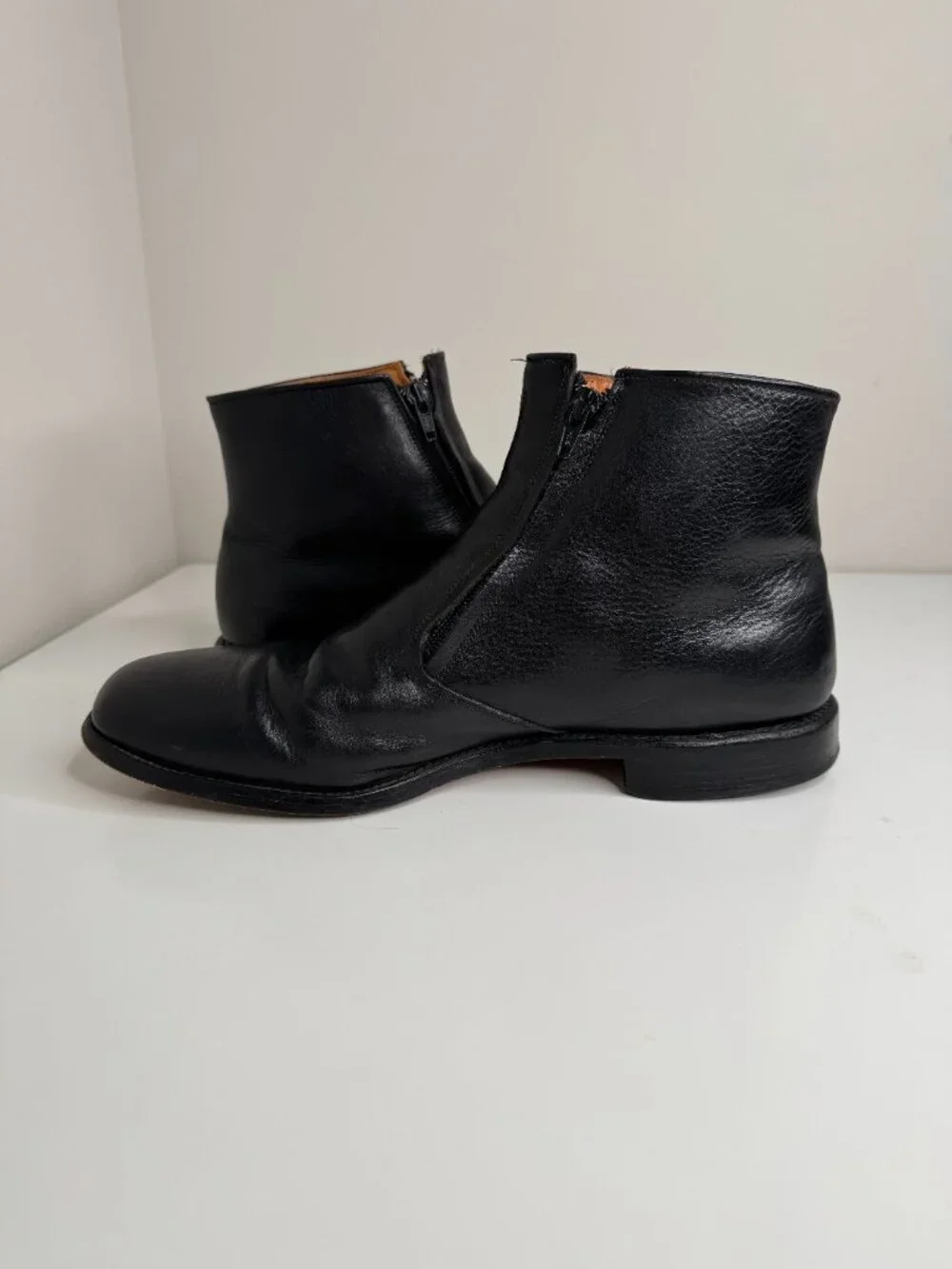 Allen Edmonds Kingston Vintage Boots Mens 11 High Top Black Leather Double Zippe